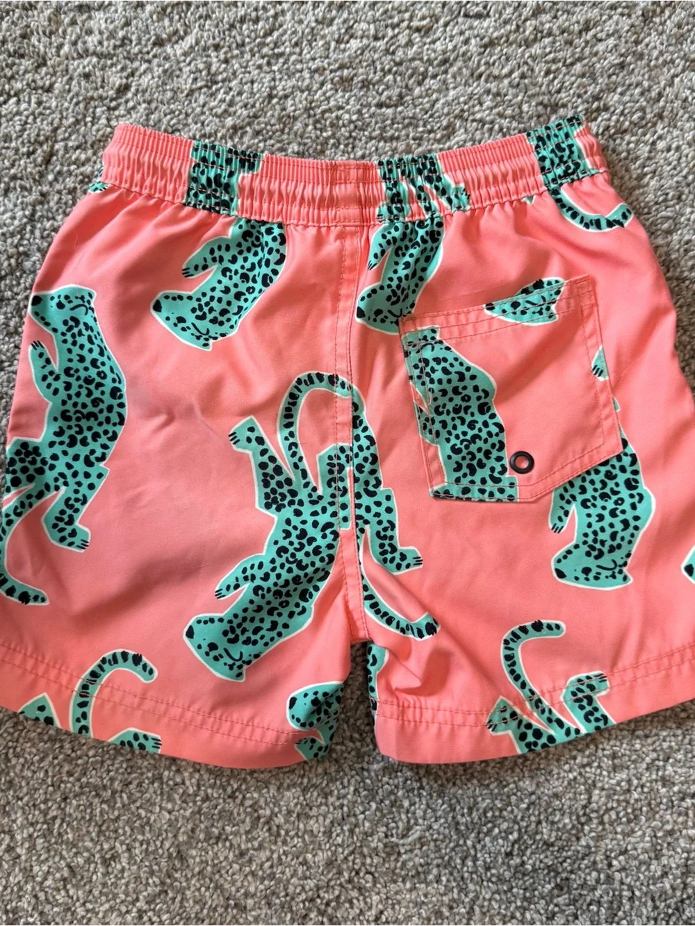 Tea Collection Coral Swim Shorts with Teal Leopard Print
